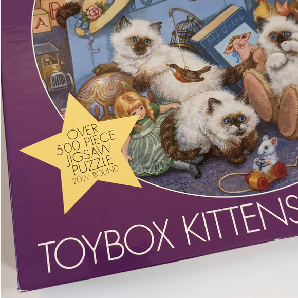 Vintage Jigsaw Puzzle Toybox Kittens Great American Puzzle Factory 500+ Pieces - Picture 4 of 8